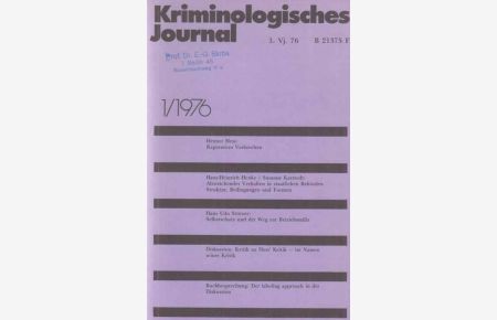 1 / 1976. Kriminologisches Journal. 8. Jahrgang.