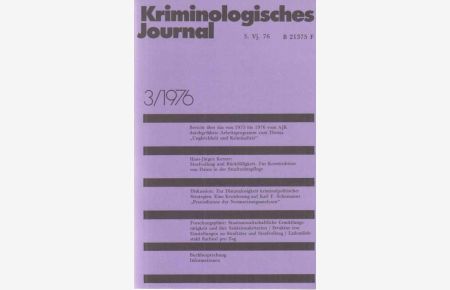 3 / 1976. Kriminologisches Journal. 8. Jahrgang.