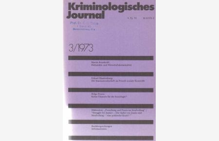 3 / 1973. Kriminologisches Journal. 5. Jahrgang.