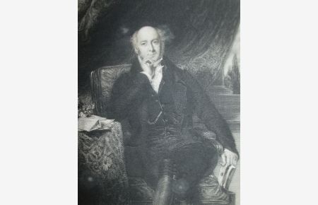 Porträt. Halbfigur sitzend, Kinn aufgestützt. Stahlstich von J. Cochran nach S. Lane, Blattgröße: 26, 5 x 17, 5 cm, ca. 1841.