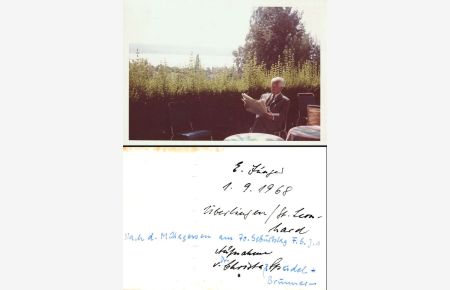 Jünger, Ernst. Original - Farbfoto (12, 5 x 9 cm) mit eigenh. Beschriftung auf der Rückseite.