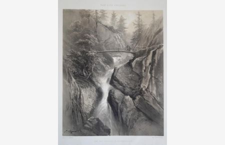 Une des cascades d Allerheiligen. Original Lithographie aus der Serie: Bade & ses environs.