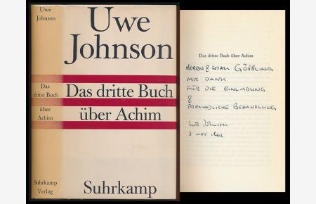 Das dritte Buch über Achim. Roman. [Widmungsexemplar, Autograf].
