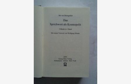 Das Sprichwort als Kosmopolit. 3 Bände in 1 Band