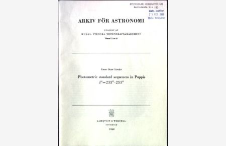 Photometric standard sequences in Puppis, l = 235°-255°  - Arkiv för Astronomi, Band 5,Nr.8