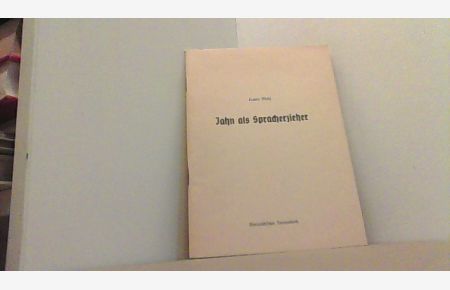 Jahn als Spracherzieher.   - Zum 200. Geburtstag des Turnvaters. (Wissenschaftliche Schriftenreihe Muttersprache, Heft 9).