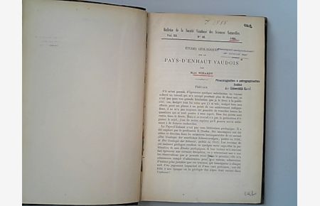Etudes geologiques sur le Pays-d'Enhaut Vaudois  - Bulletin de la Societe Vaudoise des Sciences Naturelles. Vol. XX, No. 90.
