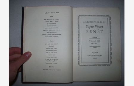 Seleced Words of Stephen Vincent Benét. Volume one. Poetry.