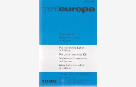 10 / 1996. osteuropa. Zeitschrift für Gegenwartsfragen des Ostens. 46. Jahrgang.