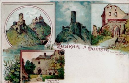Zebrák a Tocnik.   - Farb. Litho-Ansichtskarte mit 4 Bildern.