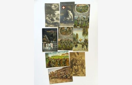 Sammlung von 9 Propaganda-Ansichtskarten, als Feldpost gelaufen