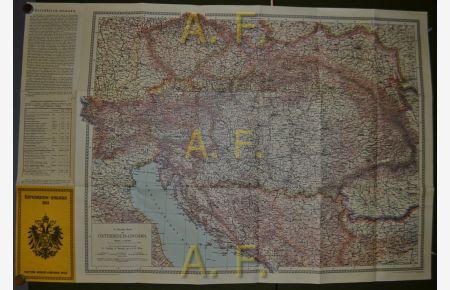 G. Freytags Karte von Österreich-Ungarns, 1 : 1. 500. 000 (ca. 107 x 72 cm)  - Reproduktion einer Freytag u. Berndt-Karte aus dem Jahre 1914.