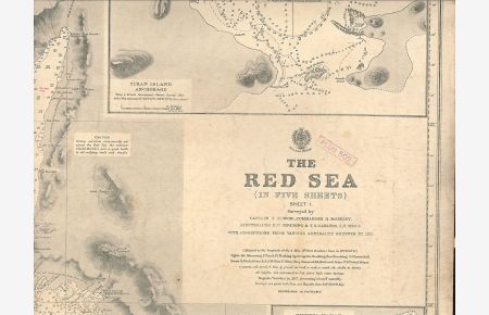 The Red Sea. (In Five Sheets) Sheet 1. Surveyed by Captain T. Elwon, Commander R. Moresby, Lieutinants H. N. Pinching & T. G. Carless in 1830-4 with Corrections from various Admirality Surveys to 1911.