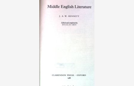 Middle English Literature.   - (Oxford History of English Literature I part 2)