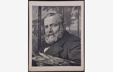 Selbstbildnis mit Malerpalette. Lithographie mit Plattensignatur 1895. (= Zeitgenössische Kunstblätter bei Breitkopf & Härtel, Nr. 10),