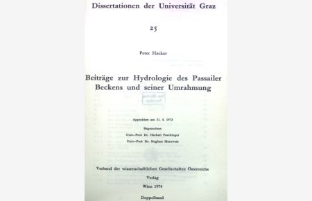 Beiträge zur Hydrologie des Passailer Beckens und seiner Umrahmung.   - Dissertationen der Universität Graz, 25