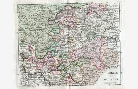 Cercle du Haut Rhin.  - Oberhein Mainz Frankfurt Waldeck Fulda Marburg Nassau Solms Karte map