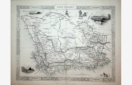 SOUTH AFRICA MAP 1851 Title: Cape Colony. The Illustrations by H. Warren & Engraved by H. Bond. The Map Drawn & Engraved by J. Rapkin.