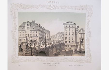 Ellernthorsbrücke und alter Steinweg. ( = Blatt Nr. 46 aus: Eine Sammlung malerischer Ansichten aus Hamburg und seine Umgebungen. . .