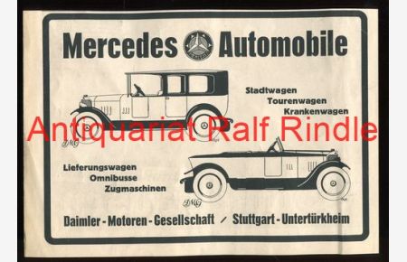 Werbeanzeige: Mercedes Automobile - 1921