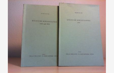 Kölnische Bibliographie 1958 und 1959. Kölnische Bibliographie 1957.