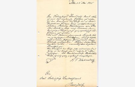 eigenhändiger, signierter Brief gerichtet an das Landratsamt Burgdorf.