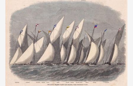 Original Holzstich, koloriert: The Royal Thames Yacht Club Match
