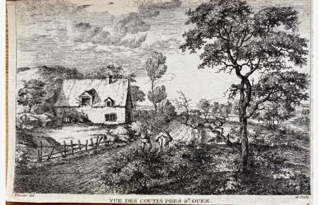 Vue des coutis pres St. Ouen. Ansicht. Original Radierung um 1800