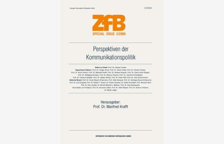 Perspektiven der Kommunikationspolitik.   - (=Zeitschrift für Betriebswirtschaft / Special issue ; 2005,2).