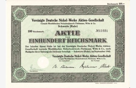 Aktie über Einhundert Reichsmark.