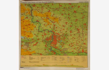 Topographische Karte Stadtkreise Halle (Saale) und Halle-Neustadt, Saalkreis