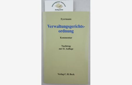 VerwaltungsgerichtsordnungKommentar. Nachtrag zur 11. Auflage.