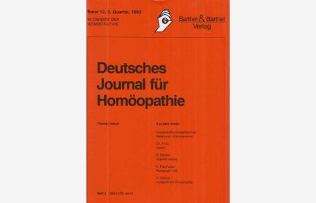 Thema: Iodum. Heft 2. 1993. Deutsches Journal für Homöopathie.   - Band 12; 3. Quartal.