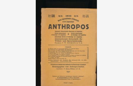 Anthropos - Internationale Zeitschrift für Völker- und Sprachenkunde;Band XXVII, Heft 5, 6