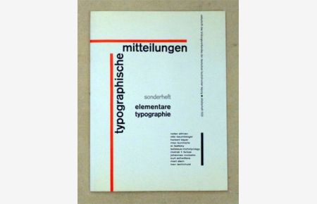 Typographische Mitteilungen. Oktoberheft 1925. Sonderheft: Elementare Typographie.