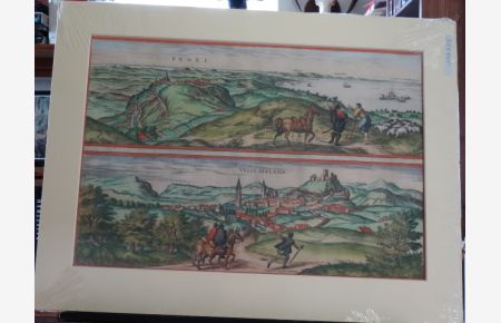 Kolorierter Kupferstich - Ansicht der Stadt von Bilbao. Kupferstich von 1544 für das Spiel Civitates Orbis Terrarrum', 1576, durch . . .   - aus Civitates Orbis Terrarum.