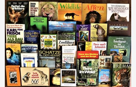 43 Bücher über Tiere Fauna Wildtiere Haustiere Wissen Ratgeber Erzählungen Paket