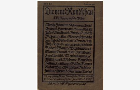 Die neue Rundschau. XXIter Jahrgang der freien Bühne. November 1910.