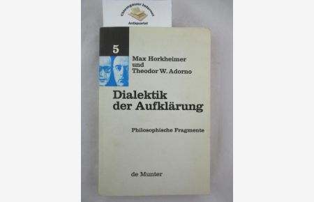 Dialektik der Aufklärung : philosophidche Fragmente.   - Schwarze Reihe ; 5