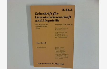 Das Lied. Zeitschrift für Literaturwissenschaft und Linguistik Lili Heft 34.