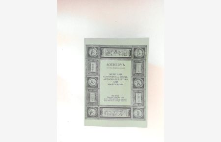 Music and Continental Books, Autograph Letters and Manuscripts  - Day of Sale Thursday, 10th May 1984.