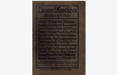 Die neue Rundschau. XXIter Jahrgang der freien Bühne. Oktober 1910.