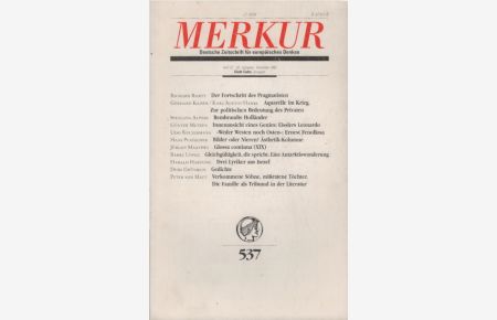 Merkur : Deutsche Zeitschrift für europäisches Denken; 47. Jahrgang, Dez. 1993, Heft 12 (Gesamtnr. : 537).