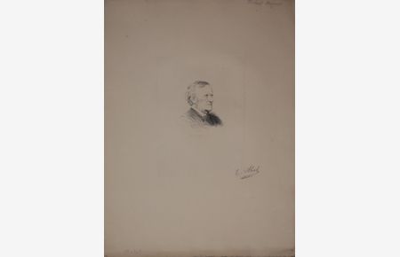 Portrait. Brustfigur im Profil nach rechts in angedeutetem Oval. Radierung von Eugène Michel Joseph Abot (1836-1894), wohl nach einer zeitgenssischen Photographie. In der Platte signiert E. Abot Aqua-f. , rechts unten mit Bleistitsignatur E Abot.