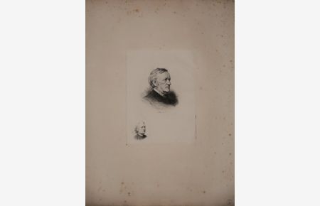 Portrait. Brustfigur im Profil nach rechts. Radierung von Eugène Michel Joseph Abot (1836-1894), wohl nach einer zeitgenssischen Photographie. In der Platte signiert E. Abot Aqua-f. , links unten mit Inlet-Portrait von Franz Liszt.