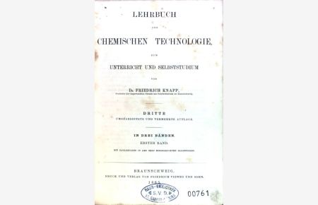 Lehrbuch der chemischen Technologie.   - Band 1.