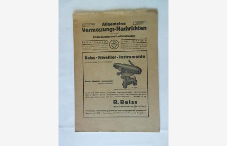 Allgemeine Vermessungs-Nachrichten vereinigt mit Bildmessung und Luftbildwesen 21. April 1939/ 51. Jahrgang Nr. 12