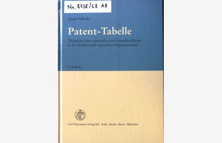 Patent-Tabelle : Übersicht über materielles und formelles Recht in 52 Ländern und regionalen Organisationen.