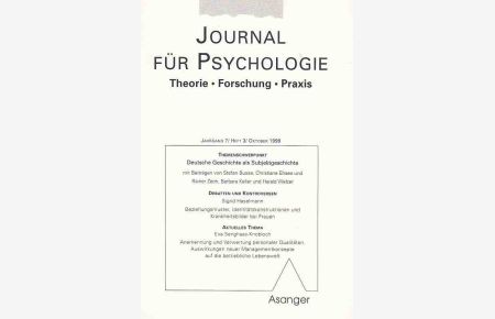 Deutsche Geschichte als Subjektgeschichte. Heft 3 / 1999.   - Journal für Psychologie ... Jahrgang 7.