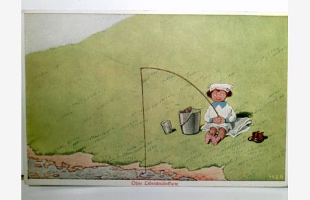 Alte Künstler AK farbig von Herbert Schulz, ungel. ca 1918. - Ohne Lebensmittelkarte -. Serie : Sommerurlaub an der See. Leibhaber - Sammelmappe ( 6 Darstellungen ), Wohlgemuth & Lissner Nr. 978